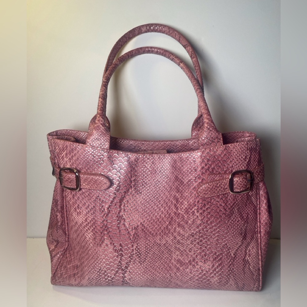 Pink & Silver Faux Snakeskin Print Purse